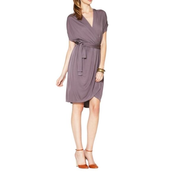 NWT COSTELLO TAGLIAPIETRA Wrap Dress Sz.6 Taupe Neutral Designer Career Drapey - Picture 14 of 14
